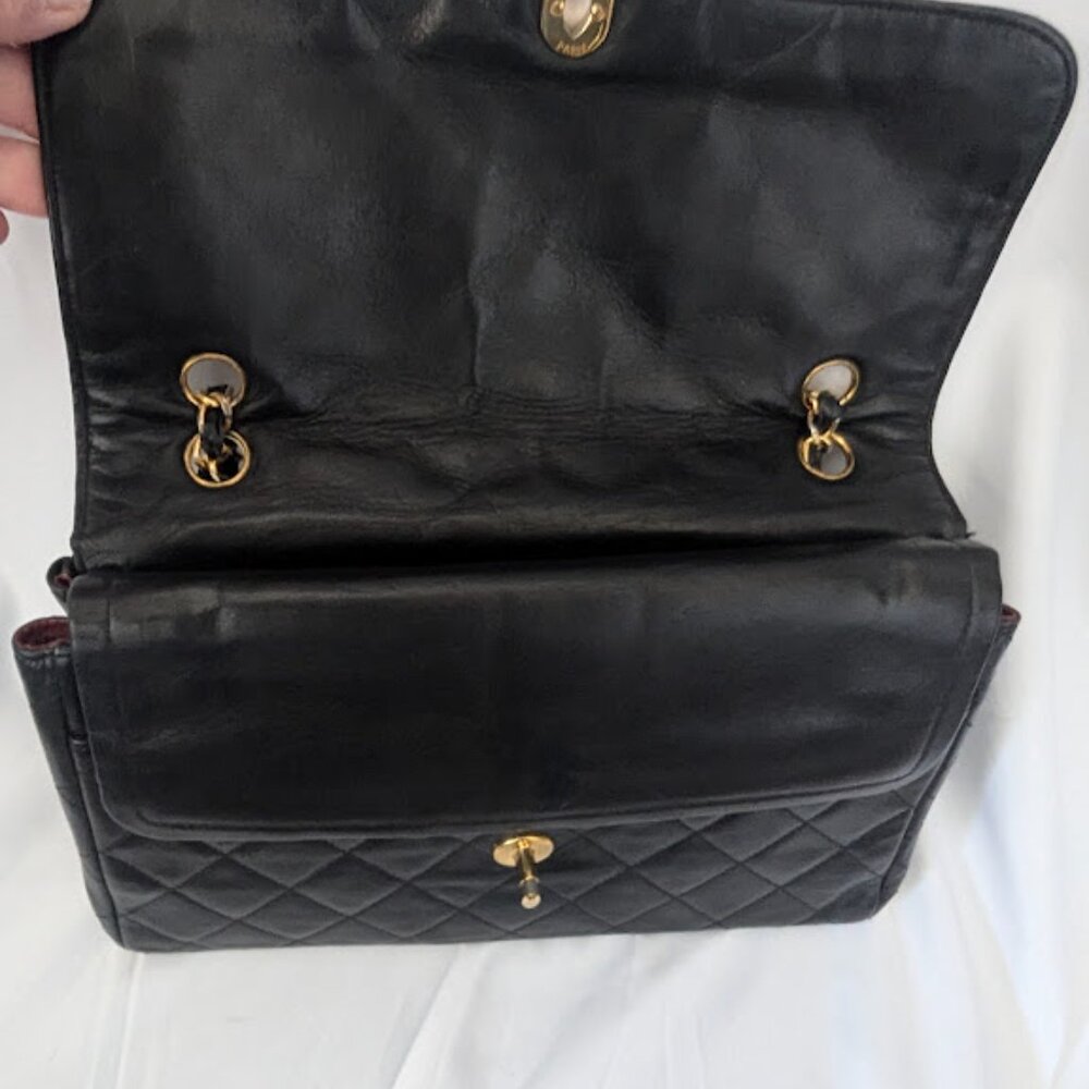 Chanel Vintage Paris Limited Edition Black Lambskin Double Flap Bag - Picture 4 of 12